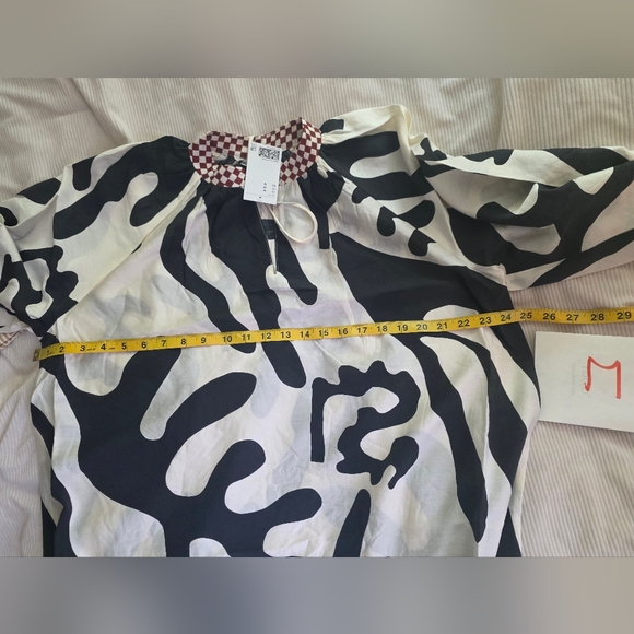 H&M Special Edition Loose Fit Dress Long Sleeves Cream Black Red Nwt - Picture 5 of 16